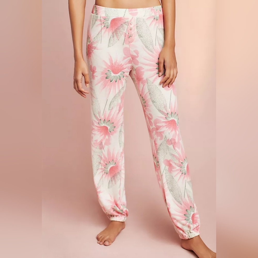 Anthropologie Floral Pink Lounge Pants